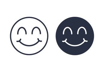 Smile face with closed eyes icon logo. Smile Icons set linear and solid in trendy flat style isolated on white