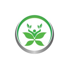Human character logo sign,Health care logo. Nature logo sign. Green life logo sign