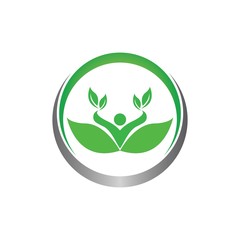 Human character logo sign,Health care logo. Nature logo sign. Green life logo sign