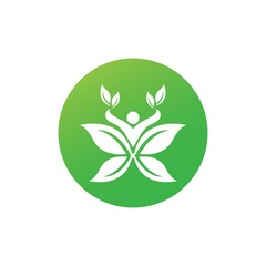 Human character logo sign,Health care logo. Nature logo sign. Green life logo sign