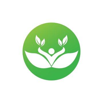 Human character logo sign,Health care logo. Nature logo sign. Green life logo sign