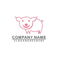 Cute pig logo design vector