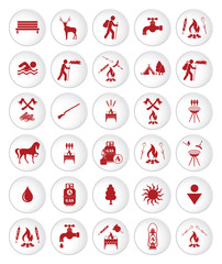 Set of travel and camping equipment icons