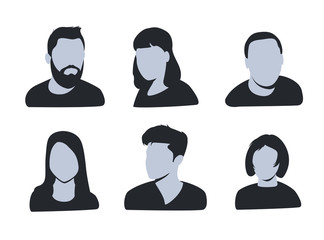 vector avatar, profile icon, head silhouette. Group of working people diversity, diverse business men and women