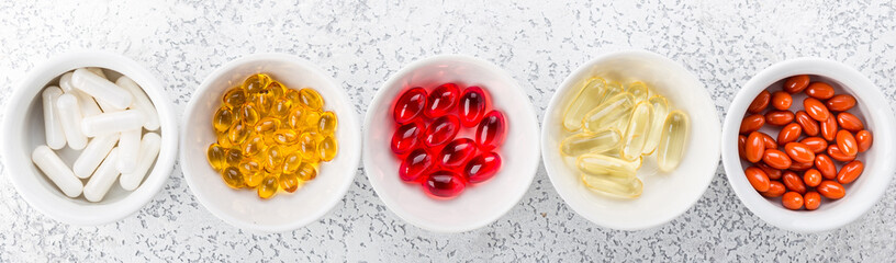 Medicine pills, tablets and capsules