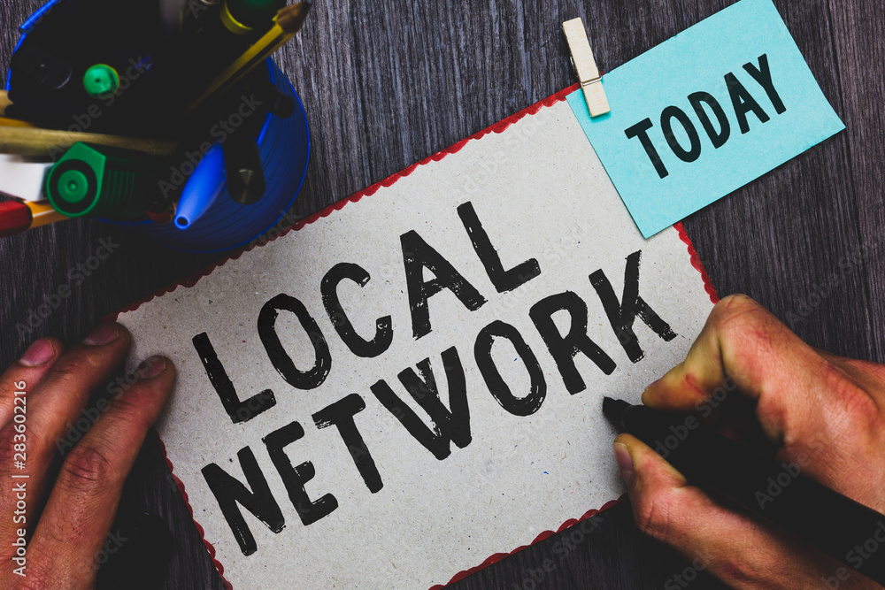 Poster conceptual hand writing showing local network. business photo text intranet lan radio waves dsl bora