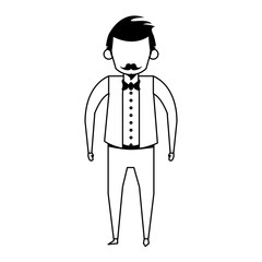 grandparent senior old grandfather cartoon faceless in black and white