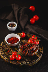 Set of tomato, raw and dried