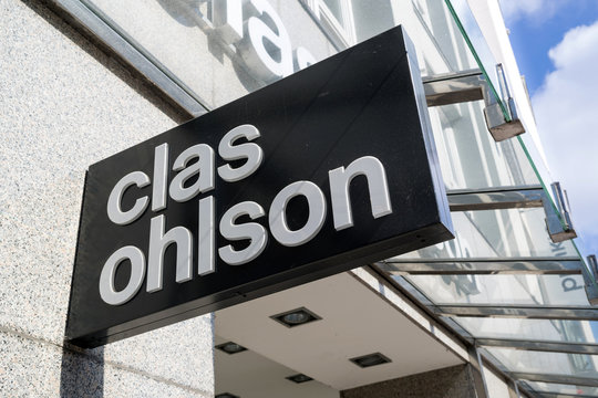 HAMBURG, GERMANY - APRIL 9, 2019: Clas Ohlson branch. Clas Ohlson is a Swedish hardware store chain and mail-order firm that specializes in hardware, home, leisure, electrical and multimedia products.