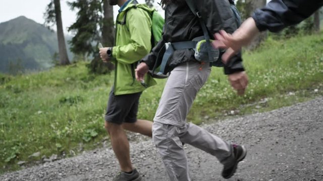 hiking in Austrian mountains during the rain