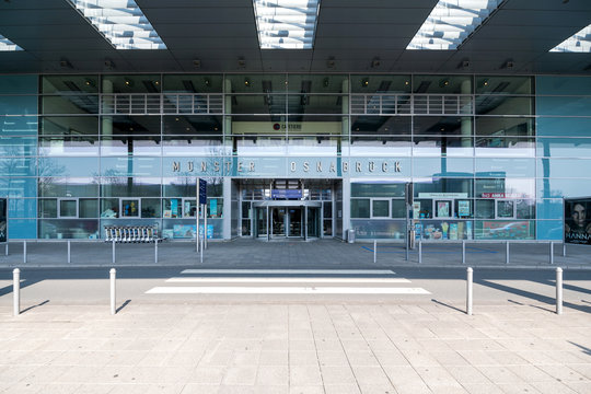 GREVEN, GERMANY - APRIL 7, 2019: M&uuml;nster Osnabr&uuml;ck International Airport, a minor international airport in the German state of North Rhine-Westphalia.