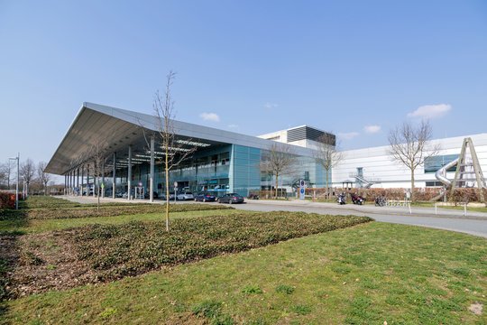 GREVEN, GERMANY - APRIL 7, 2019: M&uuml;nster Osnabr&uuml;ck International Airport, a minor international airport in the German state of North Rhine-Westphalia.
