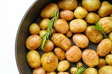 Golden roasted potatoes in the skin