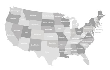 Gray USA map with states. Vector illustration