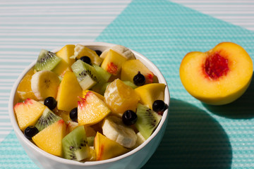 Tasty and healthy breakfast. Fruit salad.