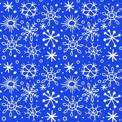 Seamless pattern with cute snowflakes.