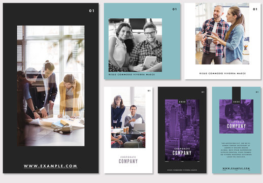 Purple and Teal Social Media Post Layout Set