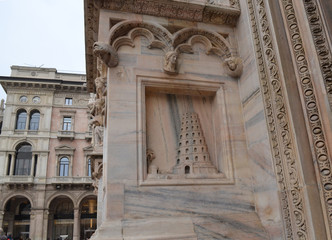 Architectural elements of the Milan Cathedral.