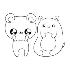 group of cute bears baby animals kawaii style