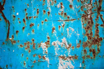 Blue painted wall grunge worn rough surface vintage weathered rust texture background