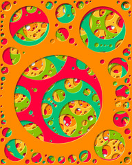 Abstract Generative Art color distributed circles holes background illustration