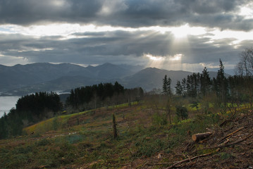 Backlight at sunset from the mountains of Bizkaia