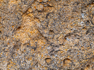 Decorative rock. Texture. Limestone. Porous surface. Background. Close-up.
