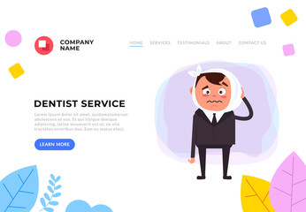 Dentist office banner poster concept. Vector flat cartoon graphic design illustration