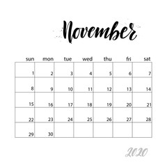 calendar Handwritten modern calligraphy headlines