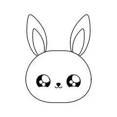 head of cute rabbit baby animal kawaii style
