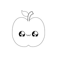 fresh apple fruit kawaii style