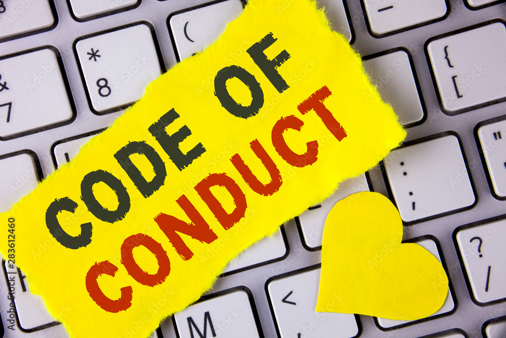 Poster word writing text code of conduct. business concept for follow principles and standards for business