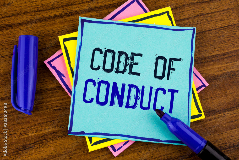 Poster handwriting text writing code of conduct. concept meaning follow principles and standards for busine