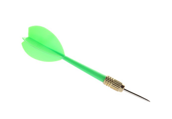 Single sharp green dart isolated on white