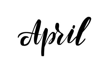 handwritten brush lettering April