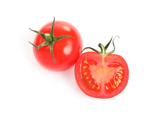 Fresh organic cherry tomatoes isolated on white