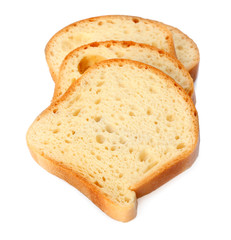 Slices of wheat bread isolated on white