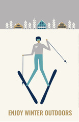 skier winter poster