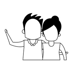 grandparents senior old people cartoon faceless in black and white