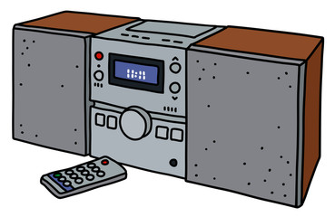 The vectorized hand drawing of a micro music tower