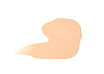 Sample of liquid foundation foundation on white background, top view