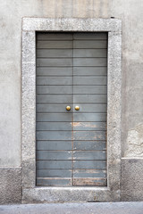 traditional wooden grey  door, Como Italy