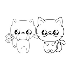 cute fox with cat baby animals kawaii style