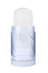 Natural crystal alum deodorant on white background