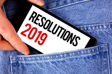 Text sign showing Resolutions 2019. Conceptual photo Positive reinforcement personal improvent...