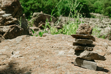 Stacked mountain stones. Natural background