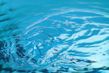 Splash of blue water with drop, closeup
