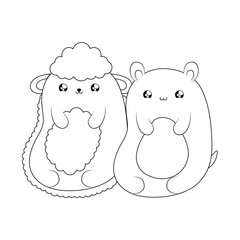 cute sheep with bear baby animals kawaii style