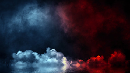 Smoke with reflection in water. Texture overlays. Design element.