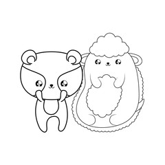 cute sheep with raccoon baby animals kawaii style